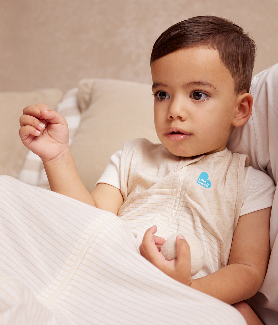 Sleep Bag Sleeveless 0.2 TOG Cotton Tan Breton Stripe