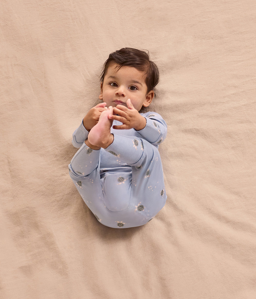 Romper Snug Fit Viscose from Bamboo Mist Blue Turtally