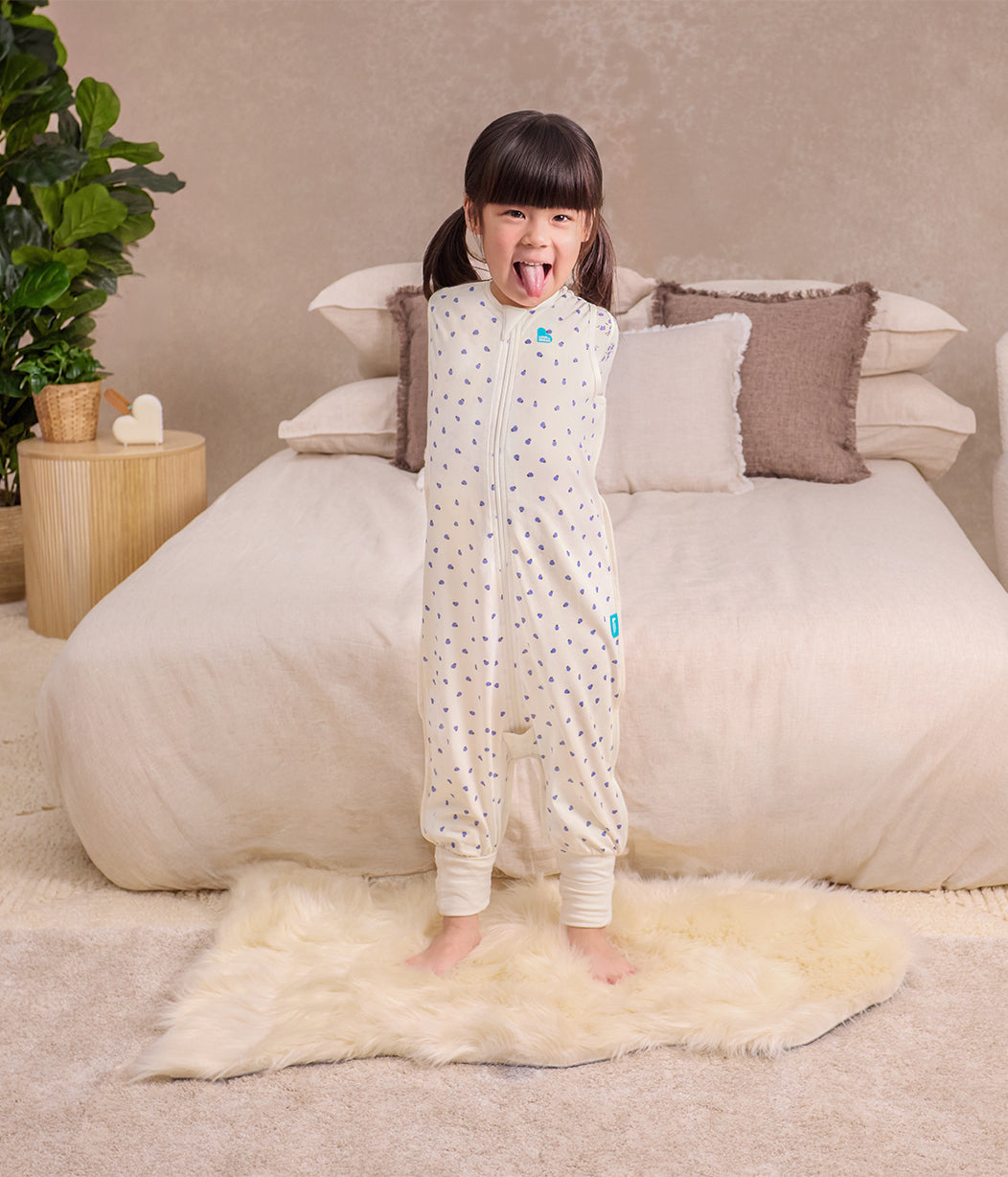 Sleep Suit Sleeveless 0.2 TOG Cotton Cream Bugsy Blue
