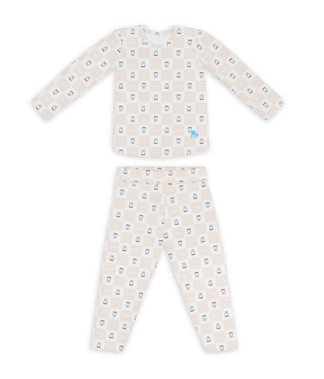 Kids Pajama Set Long Sleeve Snug Fit Viscose from Bamboo Birch Miffy Checker