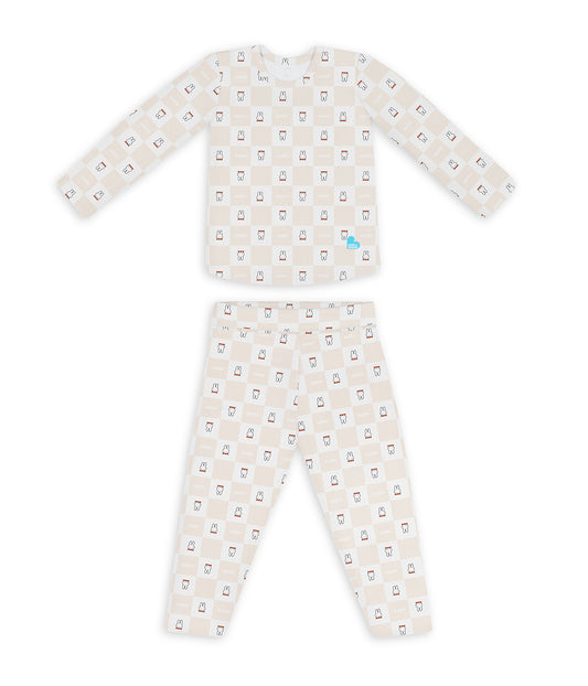 Kids Pajama Set Long Sleeve Snug Fit Viscose from Bamboo Birch Miffy Checker