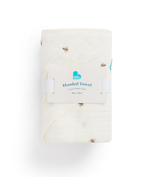 Hooded Towel Cotton Blend Cream Bees