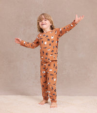 Kids Pajama Set Long Sleeve Snug Fit Viscose from Bamboo Hazel Black Cat Moods