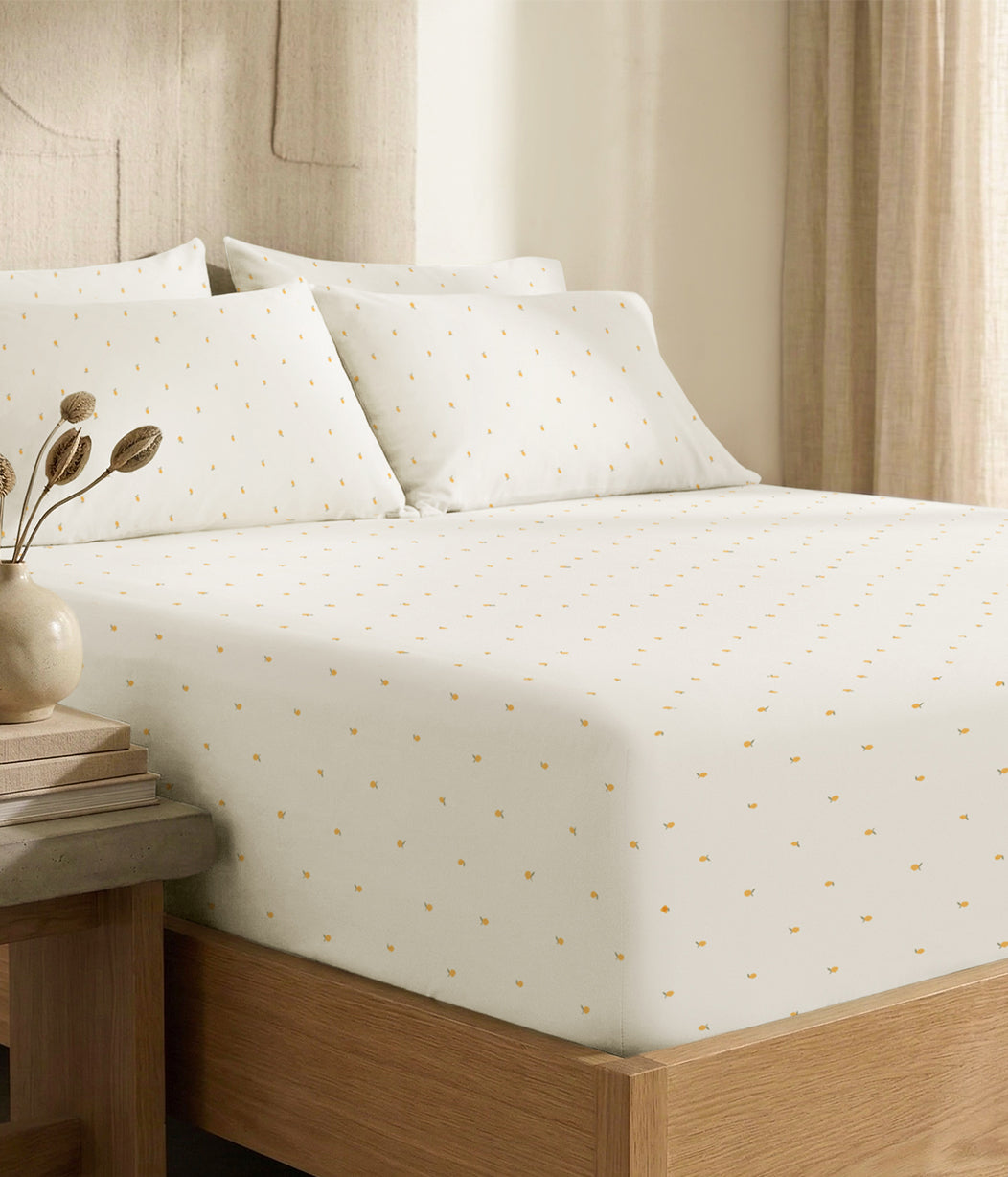 HushDry™ 2-in-1 Waterproof Fitted Full Sheet Viscose from Bamboo Cream Lemons