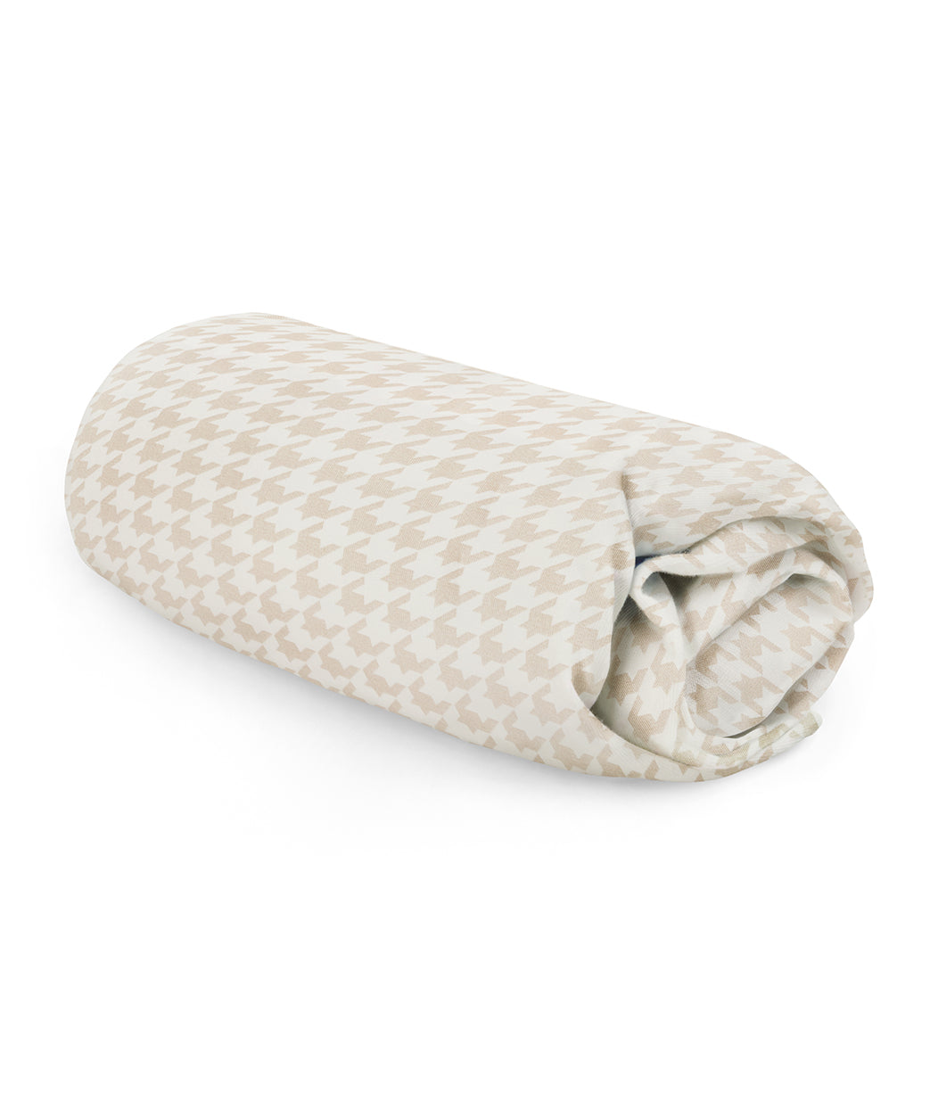 HushDry™ 2-in-1 Waterproof Fitted Crib Sheet Viscose from Bamboo Tan Houndstooth