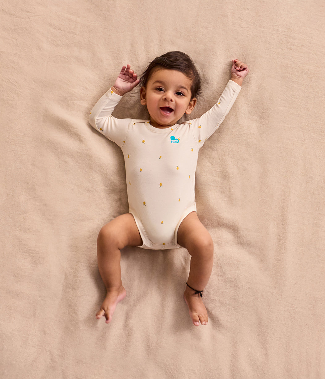 Bodysuit Long Sleeve Snug Fit Viscose from Bamboo Cream Lemons