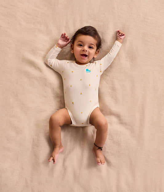 Bodysuit Long Sleeve Snug Fit Viscose from Bamboo Cream Lemons