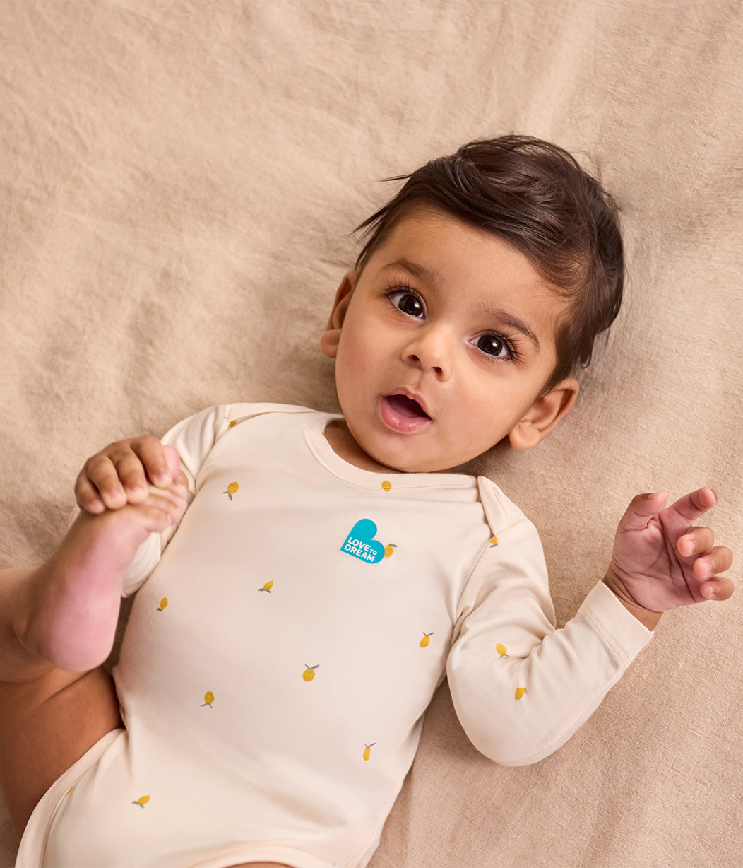 Bodysuit Long Sleeve Snug Fit Viscose from Bamboo Cream Lemons