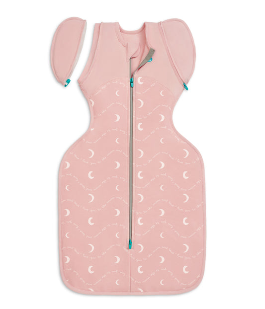Swaddle Up™ Transition Bag 1.5 TOG Cotton Dusty Pink Moon and Back