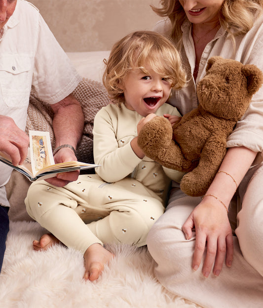 Sleep Suit Long Sleeve 2.5 TOG Cotton Oatmeal Bees
