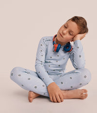 Kids Pajama Set Long Sleeve Snug Fit Viscose from Bamboo Mist Blue Turtally
