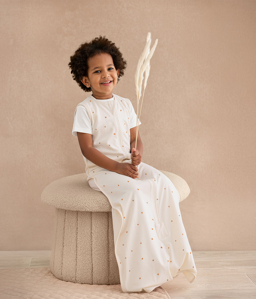 Sleep Bag Sleeveless 1.5 TOG Cotton Buff Twinkle Embroidery