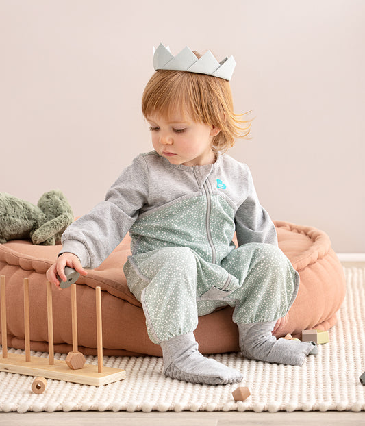 Sleep Suit Long Sleeve 1.0 TOG Cotton Olive Stardust