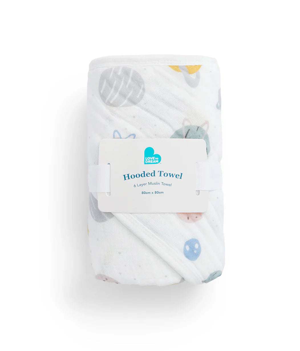 Baby Bath Bundle | Hooded Towel, Wash Cloth | Blush Rocket | White Rocket