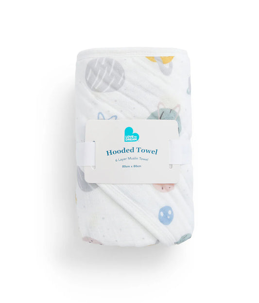 Baby Bath Bundle | Hooded Towel, Wash Cloth | Blue Rocket | White Rocket