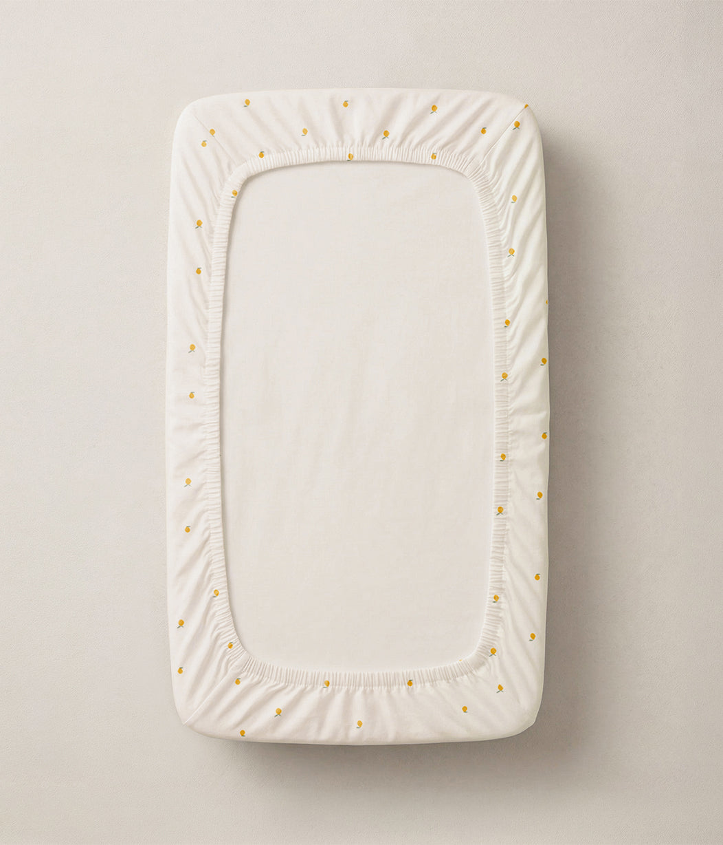 HushDry™ 2-in-1 Waterproof Fitted Bedside Crib Sheet Viscose from Bamboo Cream Lemons