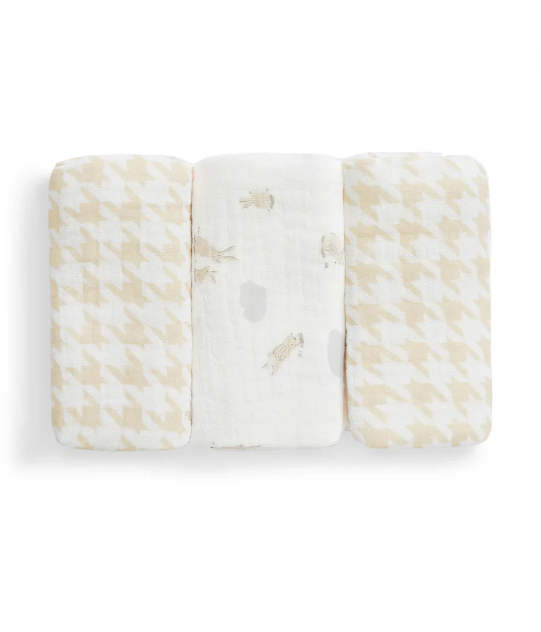 Newborn Starter Gift Bundle | Swaddle Up, Towel, Wash Cloth, Burp Cloths, Bibs | Houndstooth