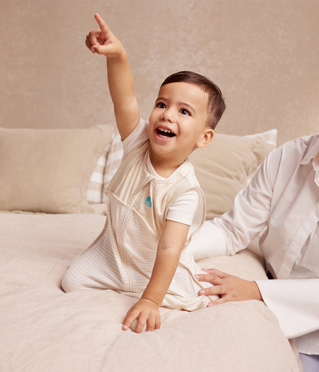 Sleep Bag Sleeveless 0.2 TOG Cotton Tan Breton Stripe