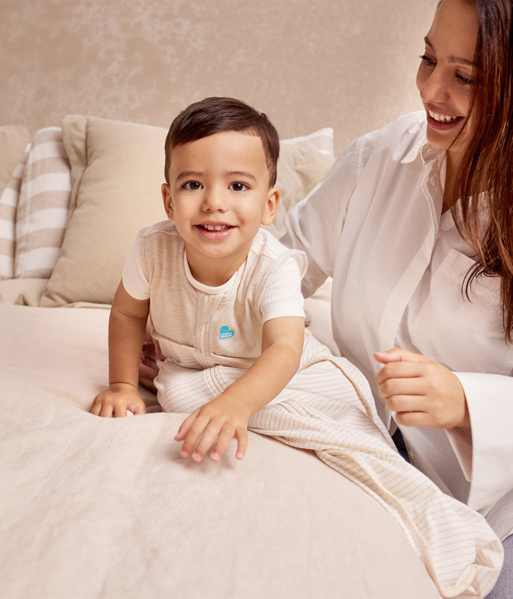 Sleep Bag Sleeveless 0.2 TOG Cotton Tan Breton Stripe