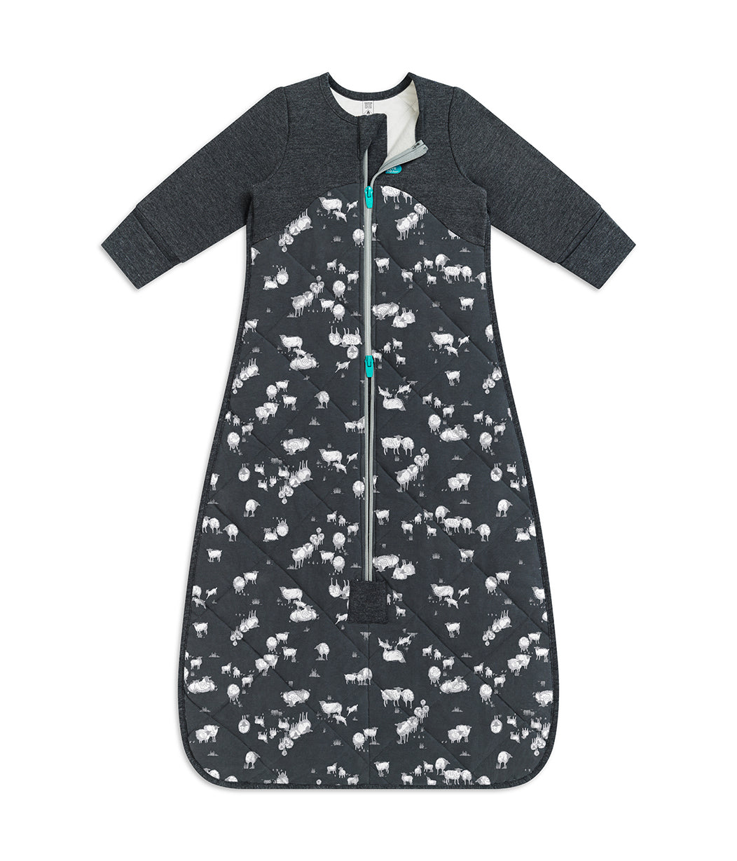 Sleep Bag Long Sleeve 3.5 TOG Organic Cotton/Merino Wool Charcoal Sheep Life