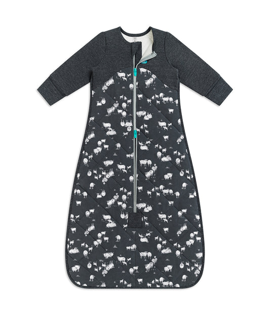 Sleep Bag Long Sleeve 3.5 TOG Organic Cotton/Merino Wool Charcoal Sheep Life