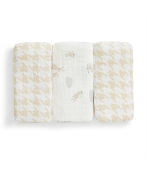 Wash Cloth 3 Pack Cotton White Mini Cloud Bunnies
