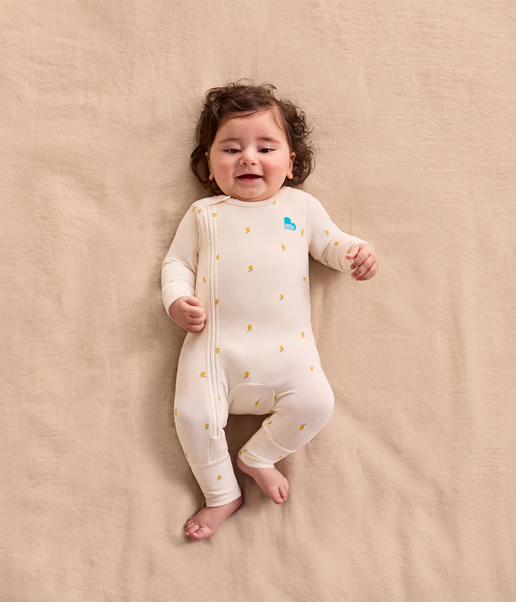 Swaddle Up & Romper Bundle | 1.0 TOG | Bamboo | Deep Olive | Cream Lemons