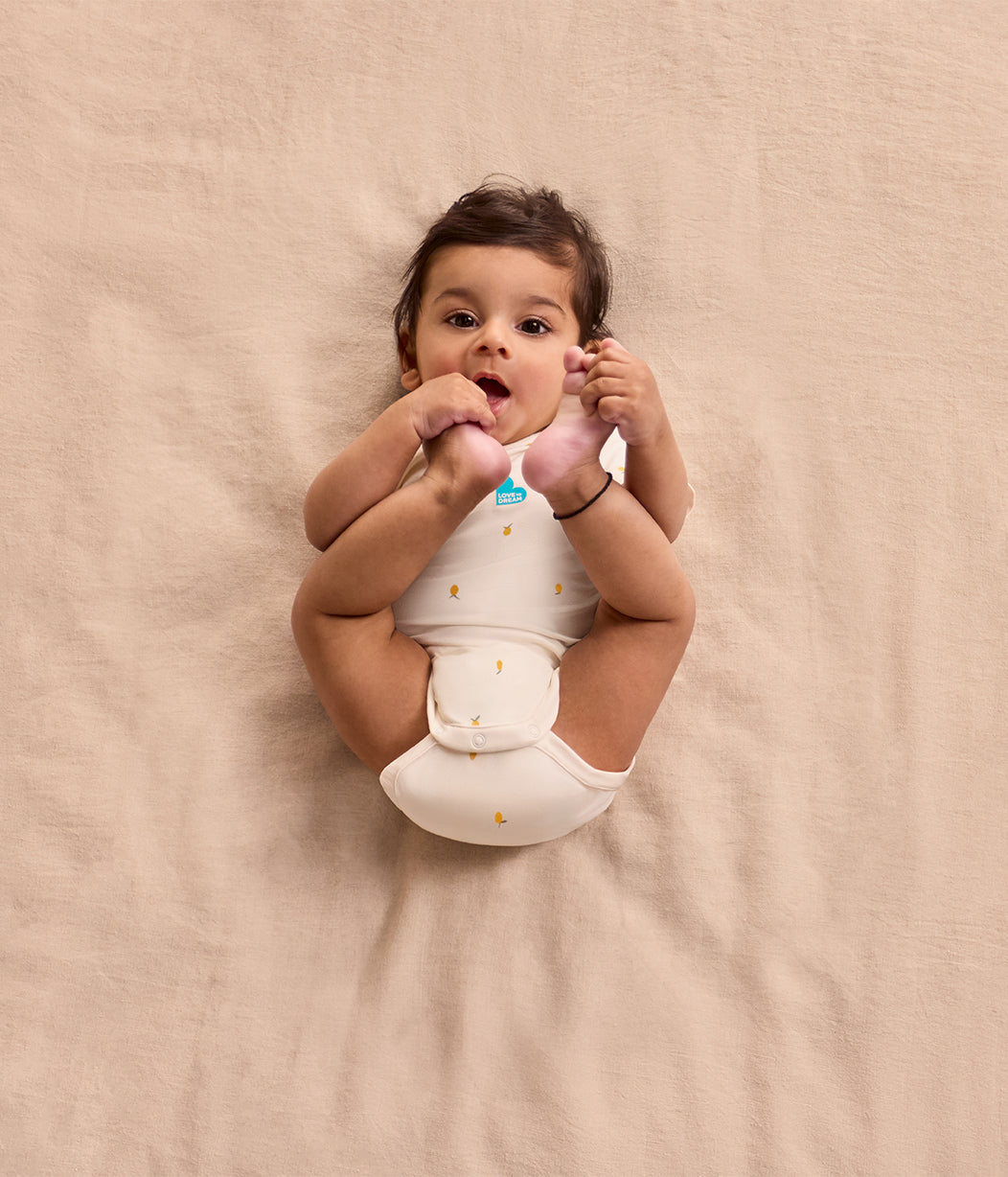 Bodysuit Short Sleeve Snug Fit Viscose from Bamboo Cream Lemons