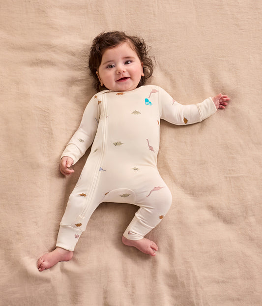 Romper Snug Fit Viscose from Bamboo Cream Dino Snore