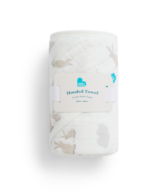Hooded Towel Cotton Blend White Cloud Bunnies