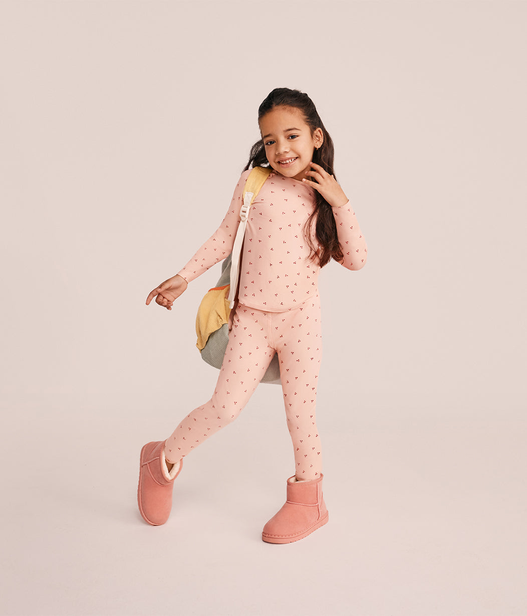 Kids Pajama Set Long Sleeve Snug Fit Viscose from Bamboo Blush Cherries
