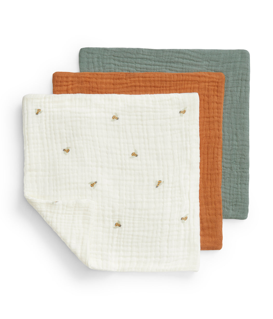 Wash Cloth 3 Pack Cotton Sage Bees