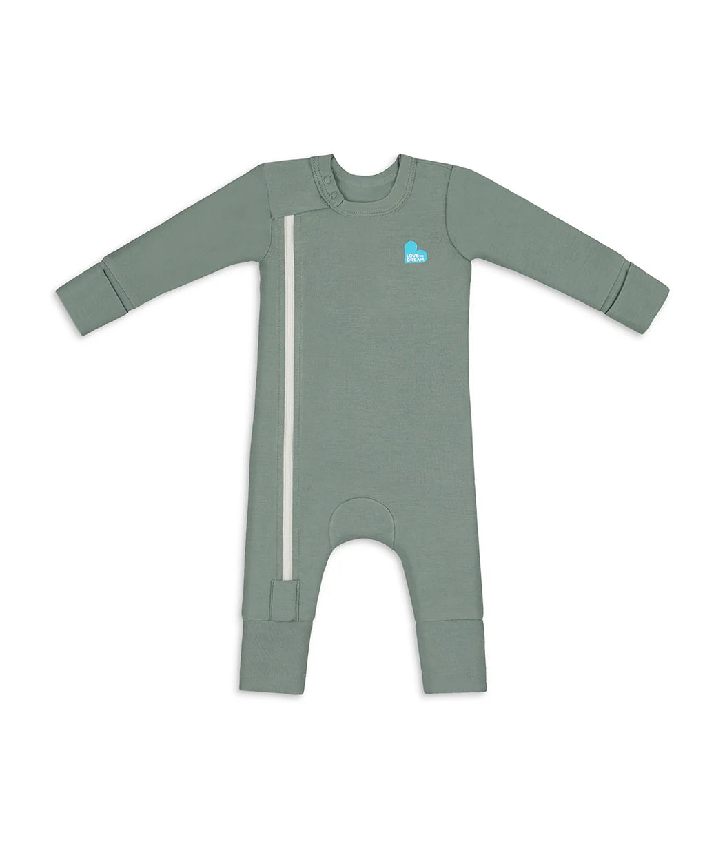 Swaddle Up & Romper Bundle | 1.0 TOG | Bamboo | Cream Dino Snore | Deep Olive