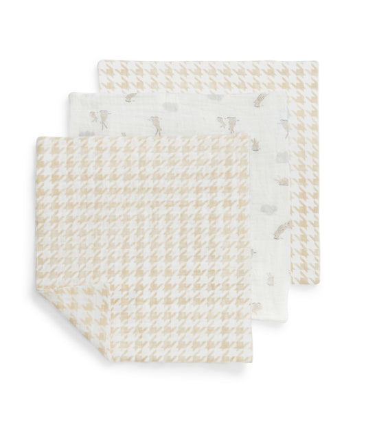 Wash Cloth 3 Pack Cotton White Mini Cloud Bunnies