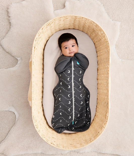 Swaddle Up™ 1.5 TOG Cotton Charcoal Moon and Back