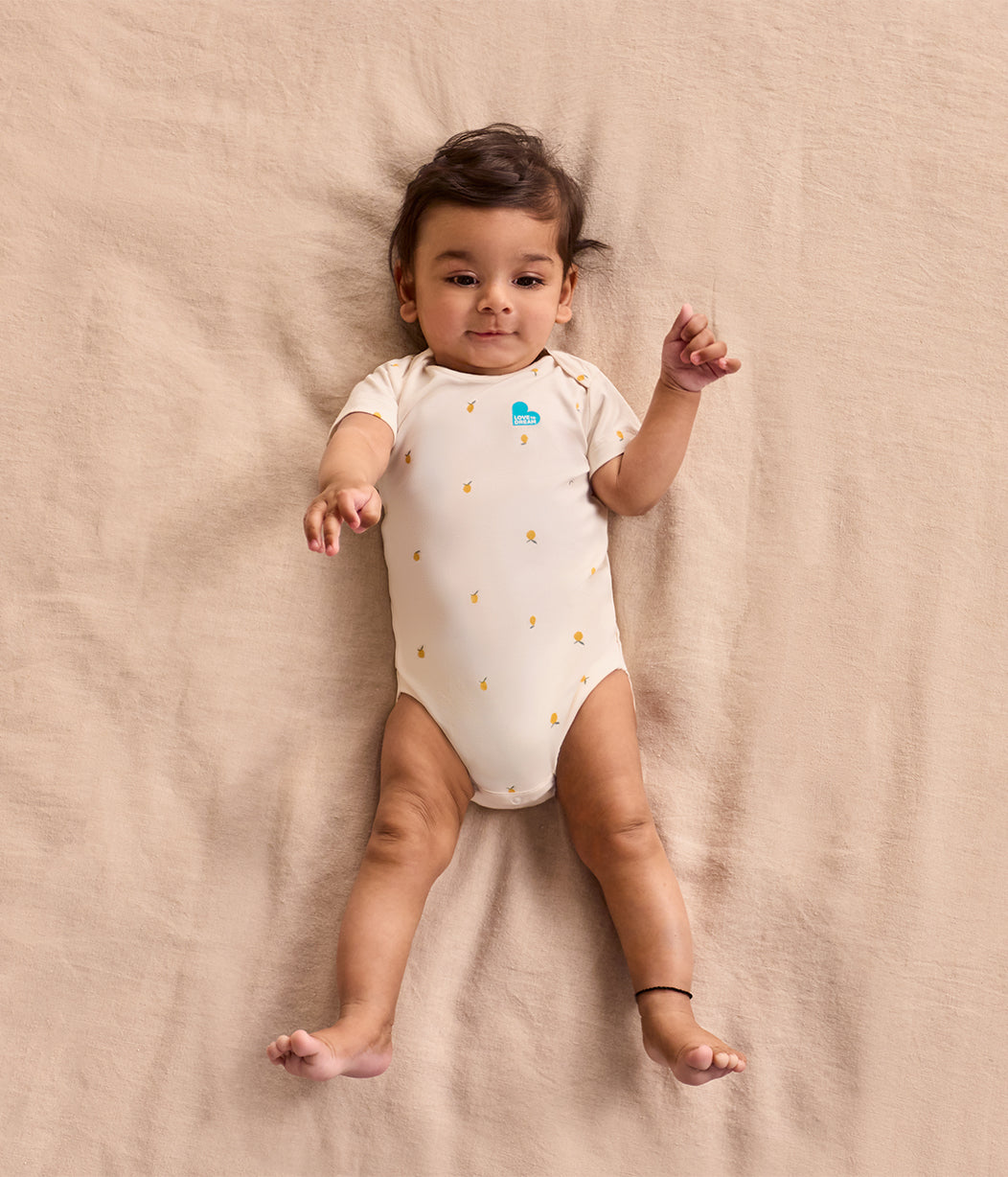 Bodysuit Short Sleeve Snug Fit Viscose from Bamboo Cream Lemons