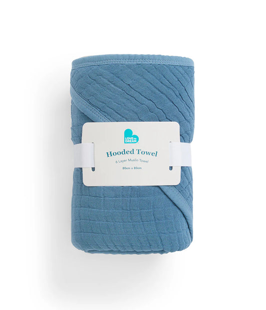 Baby Bath Bundle | Hooded Towel, Wash Cloth | Blue Rocket | Storm Blue