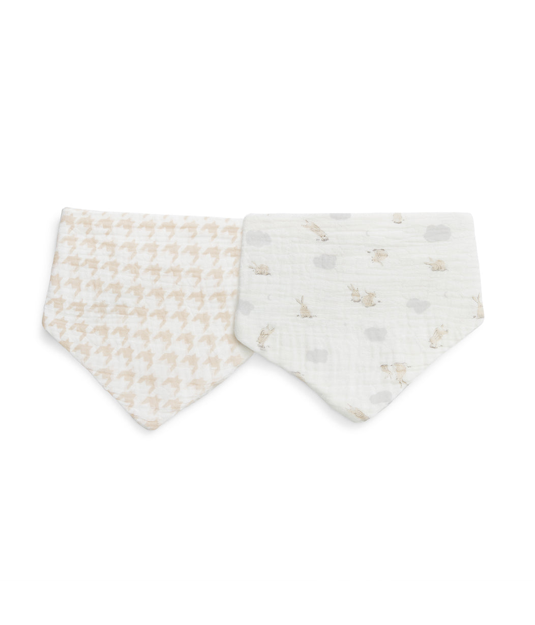 Bib 2 Pack Cotton White Mini Cloud Bunnies