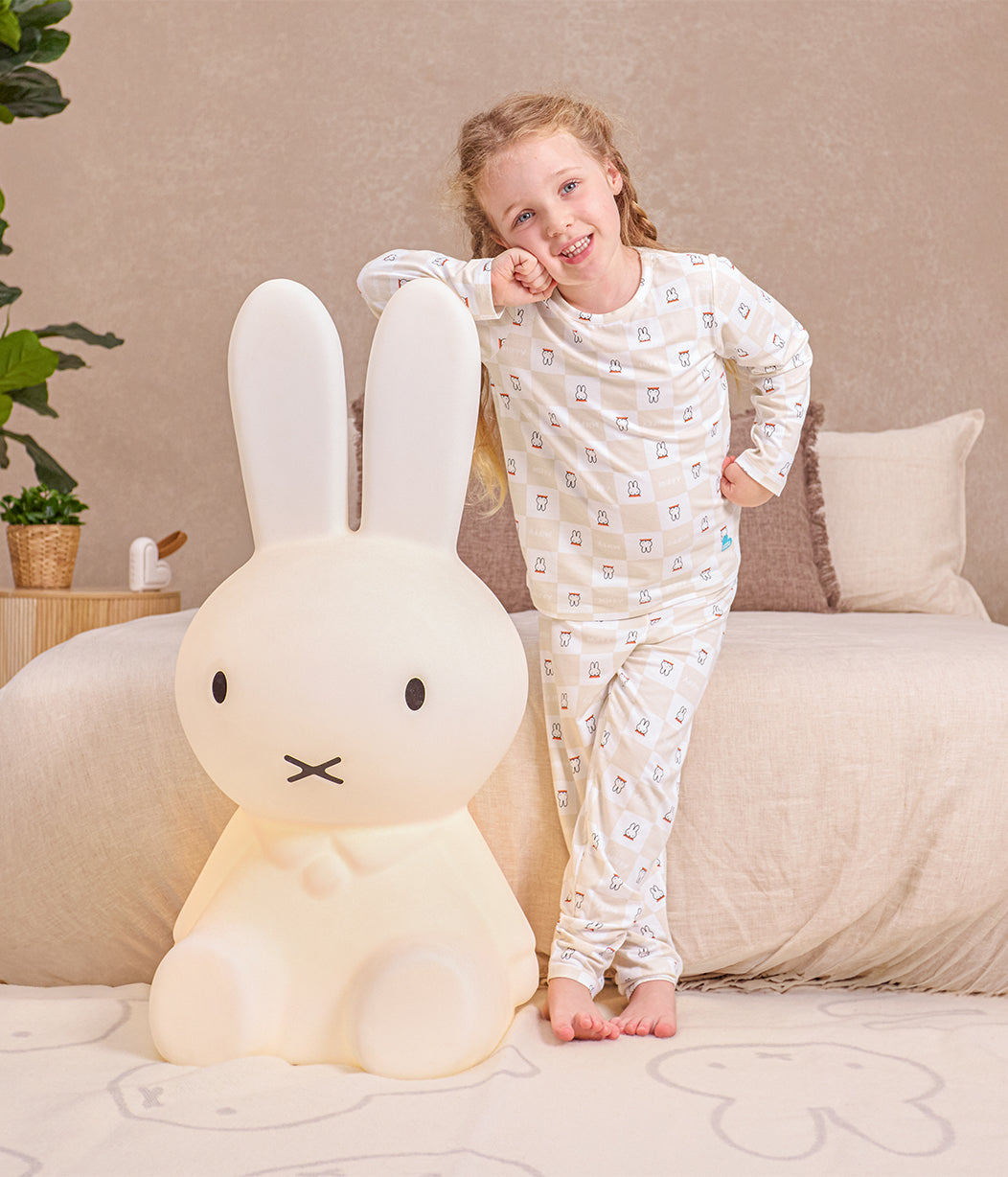 Kids Pajama Set Long Sleeve Snug Fit Viscose from Bamboo Birch Miffy Checker