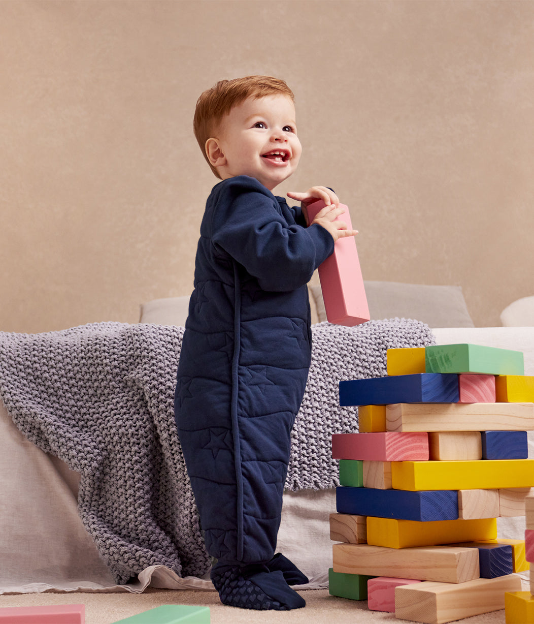 Sleep Suit Long Sleeve 3.5 TOG Quilted Cotton Navy Star Quilting