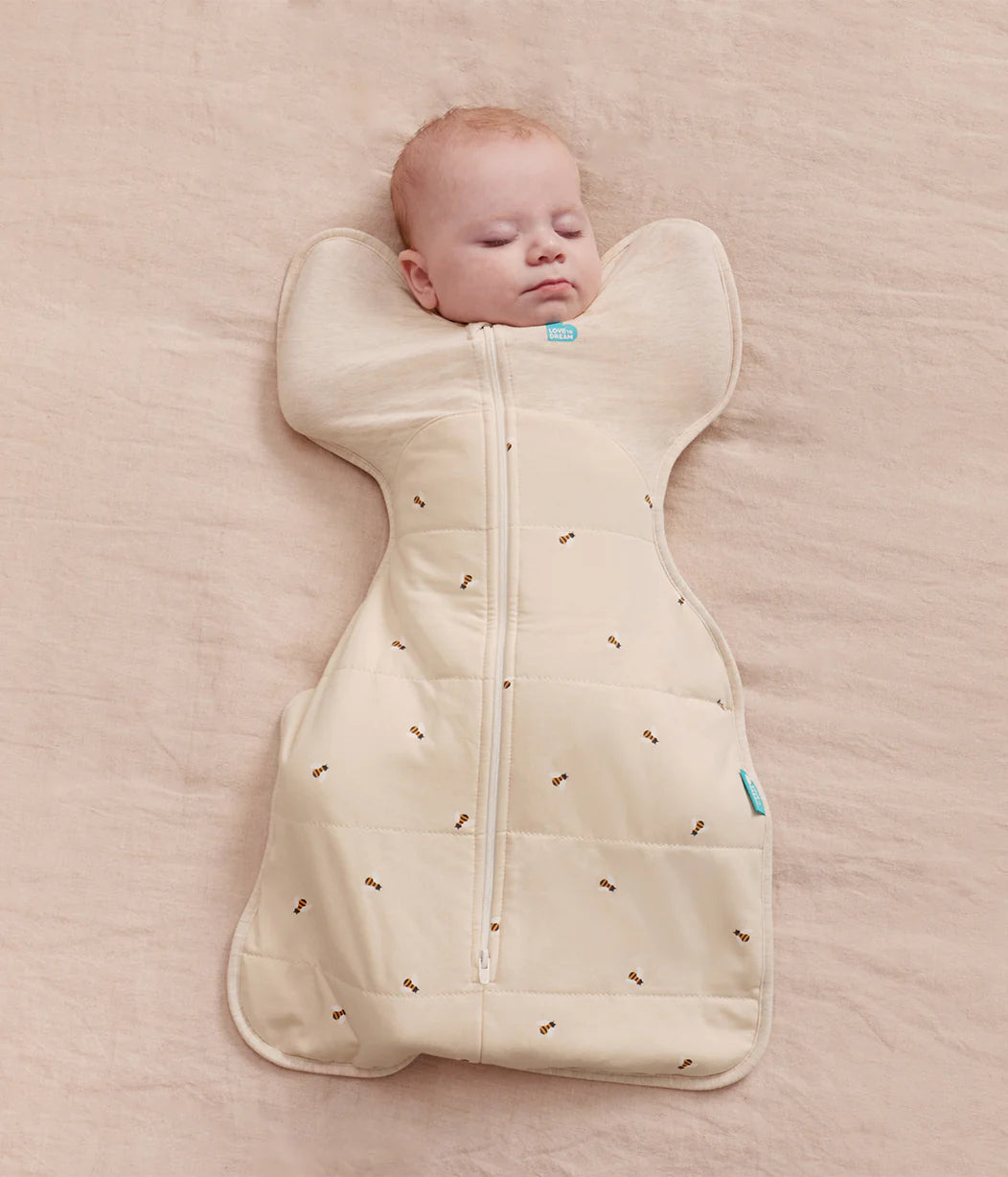 Swaddle Up & Romper Bundle | 2.5 TOG | Oatmeal Bees | Deep Olive