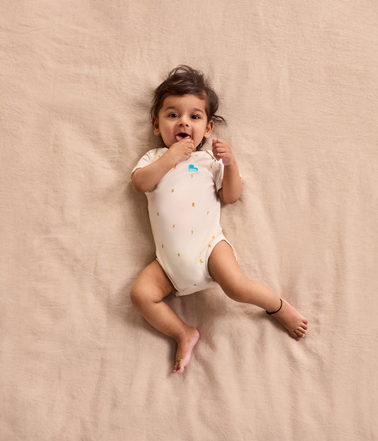 Bodysuit Short Sleeve Snug Fit Viscose from Bamboo Cream Lemons