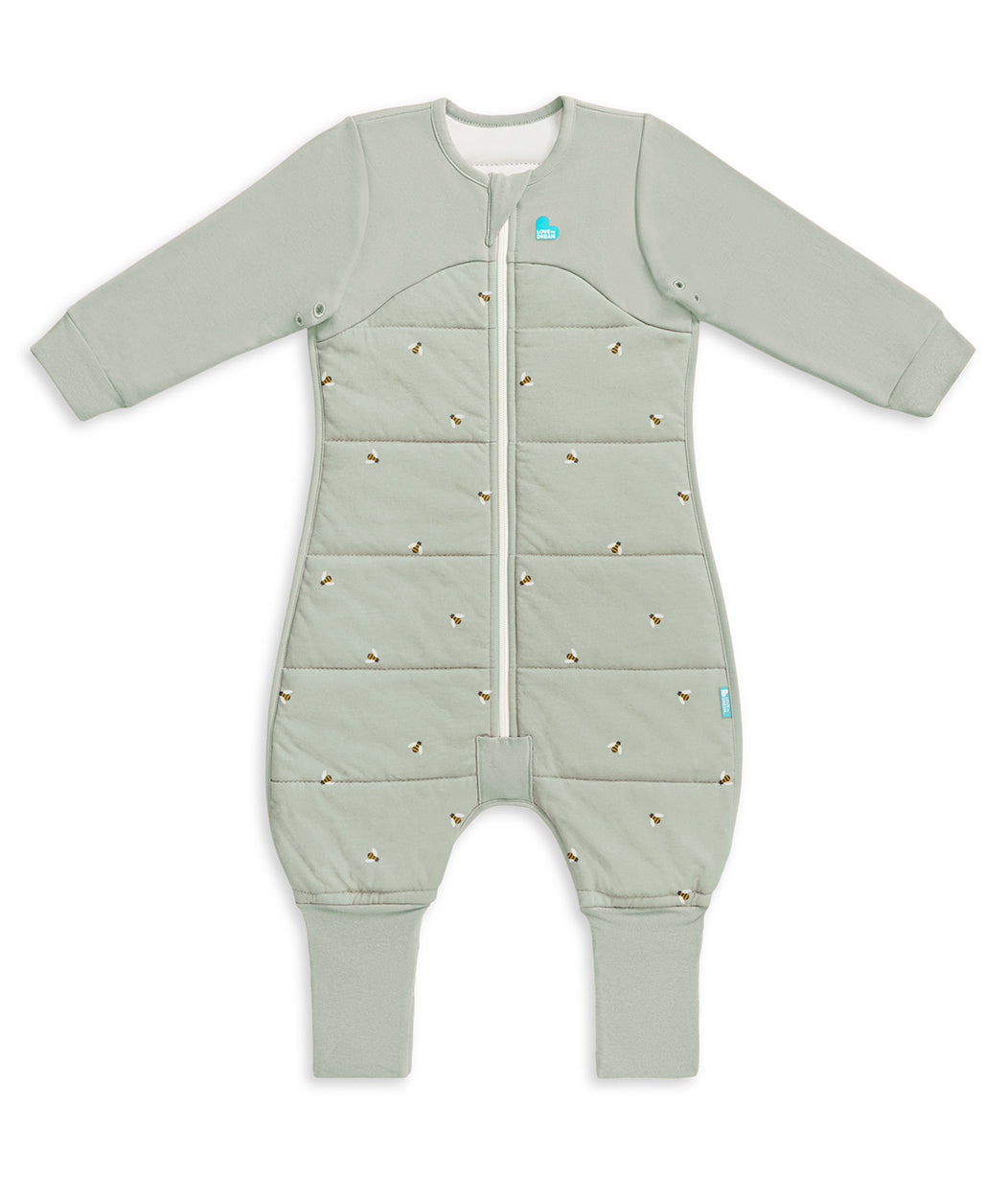 Sleep Suit Long Sleeve 2.5 TOG Cotton Olive Bees
