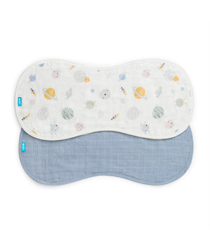Burp Cloth 2 Pack Cotton Mist Blue Rocket