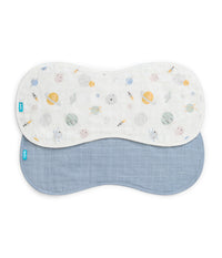 Burp Cloth 2 Pack Muslin Mist Blue Rocket