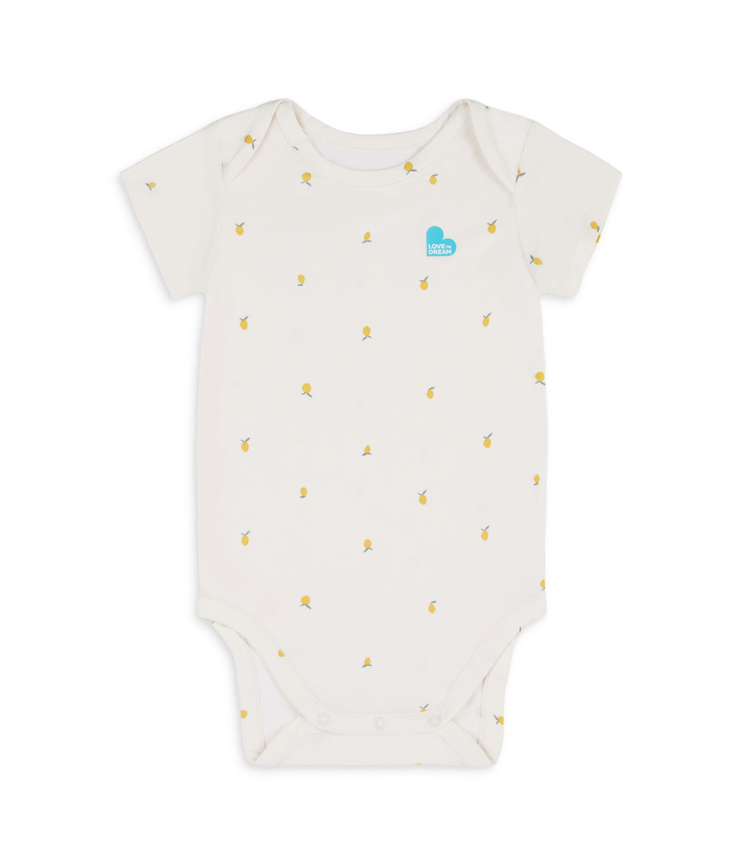 Bodysuit Short Sleeve Snug Fit Viscose from Bamboo Cream Lemons