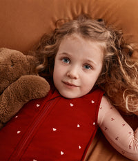 Sleep Bag Sleeveless 1.5 TOG Cotton Maroon Hearts Embroidery