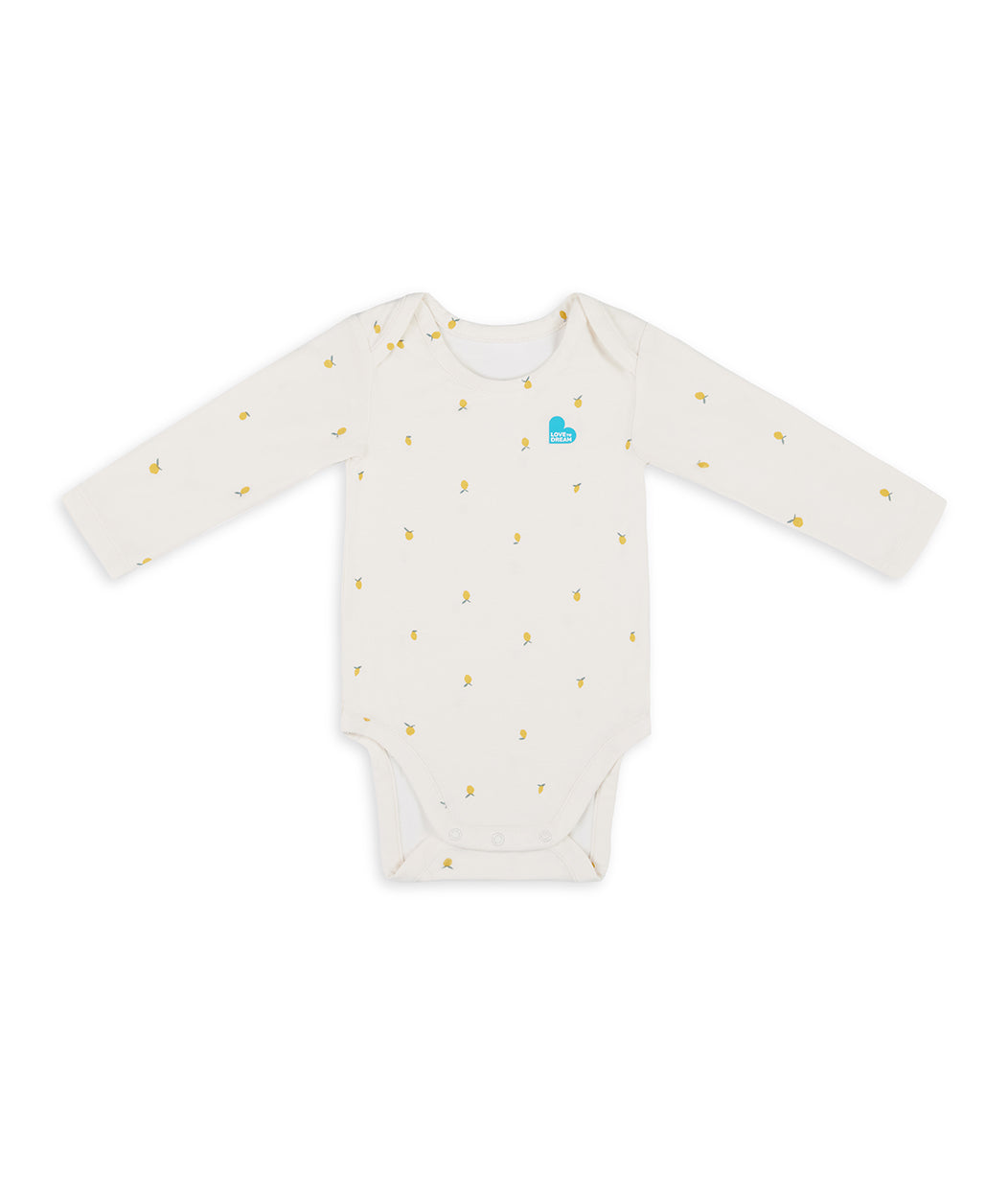Bodysuit Long Sleeve Snug Fit Viscose from Bamboo Cream Lemons