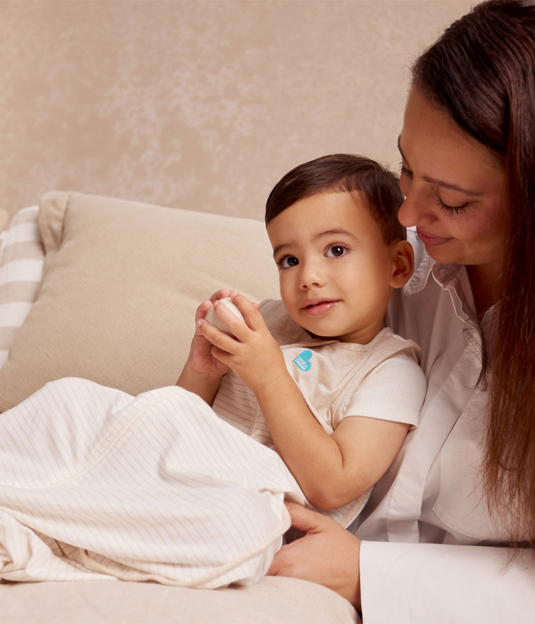 Sleep Bag Sleeveless 0.2 TOG Cotton Tan Breton Stripe