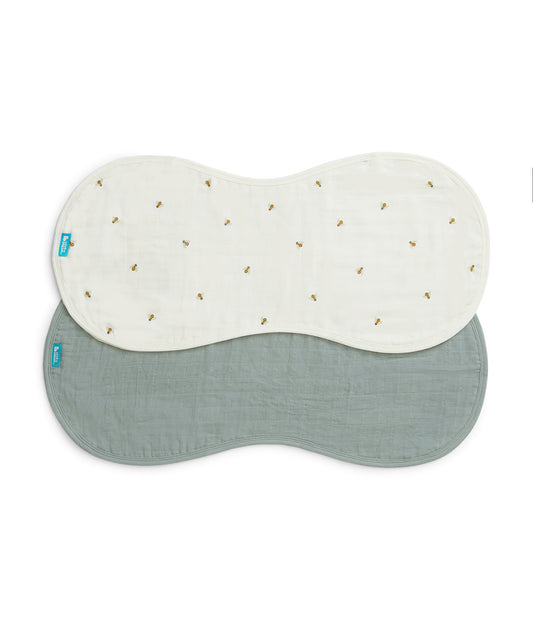 Burp Cloth 2 Pack Cotton Cream Bees
